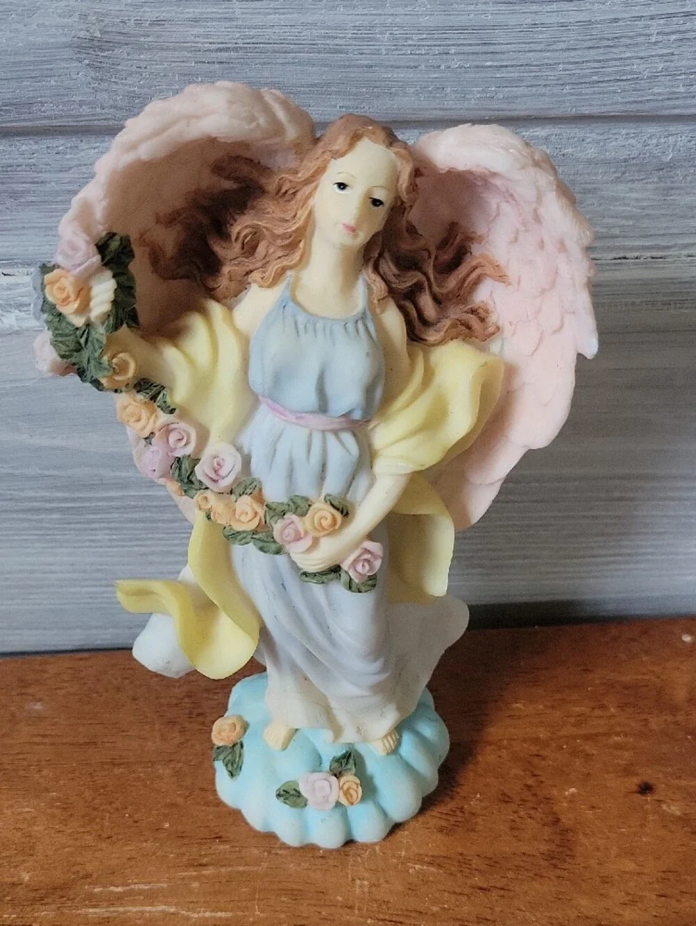Hand-Painted Angel Figurine in Pastel Colors - Decorative Home Accent